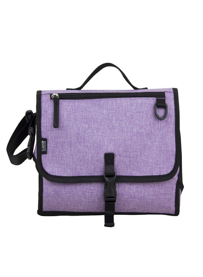 BODHI Baby Portable Water Resistant Diaper Changing Pad & Diaper Changing Kit Travel Bag Baby Station On The Go, Purple Chambray - Image 2